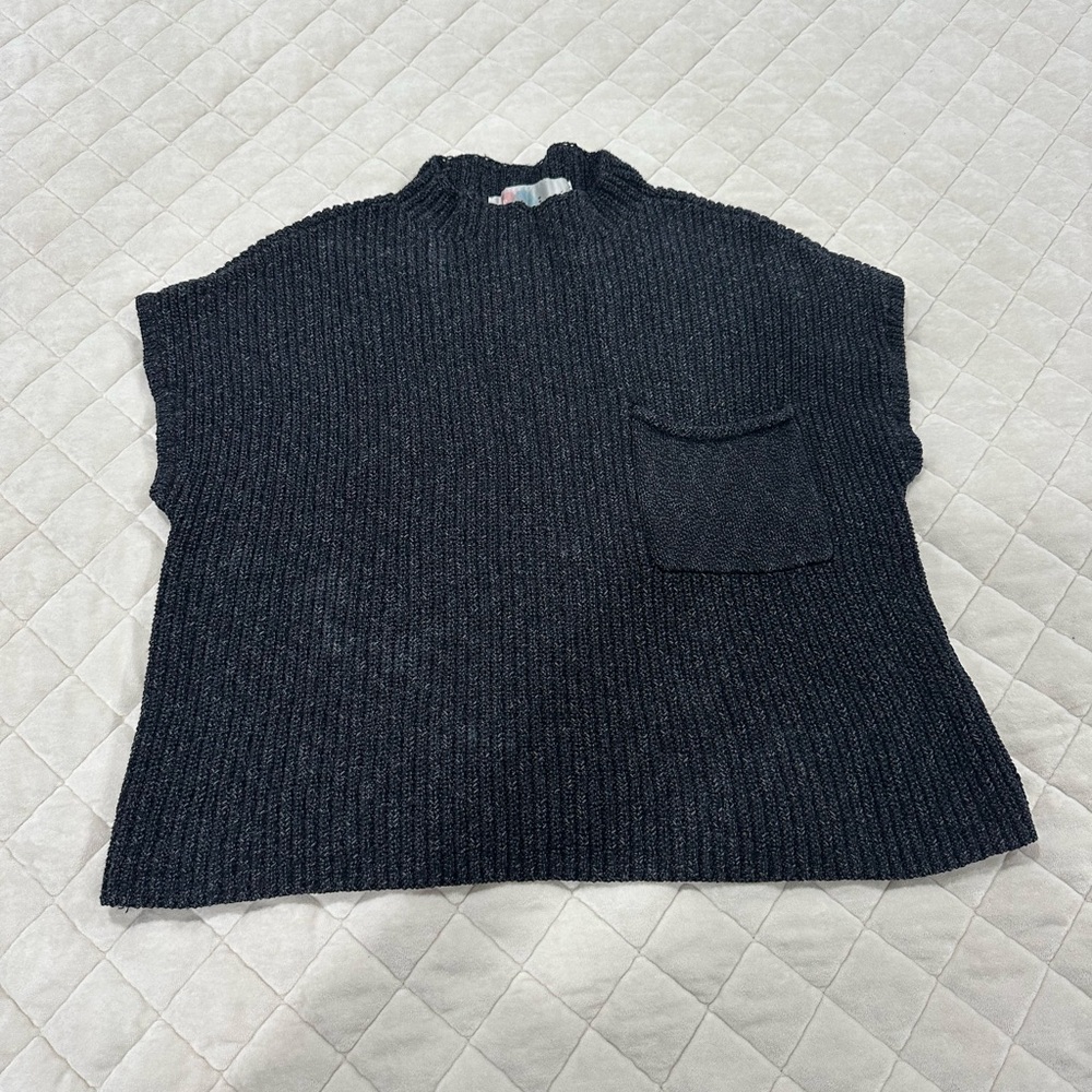 Free People Charcoal Knit Top
